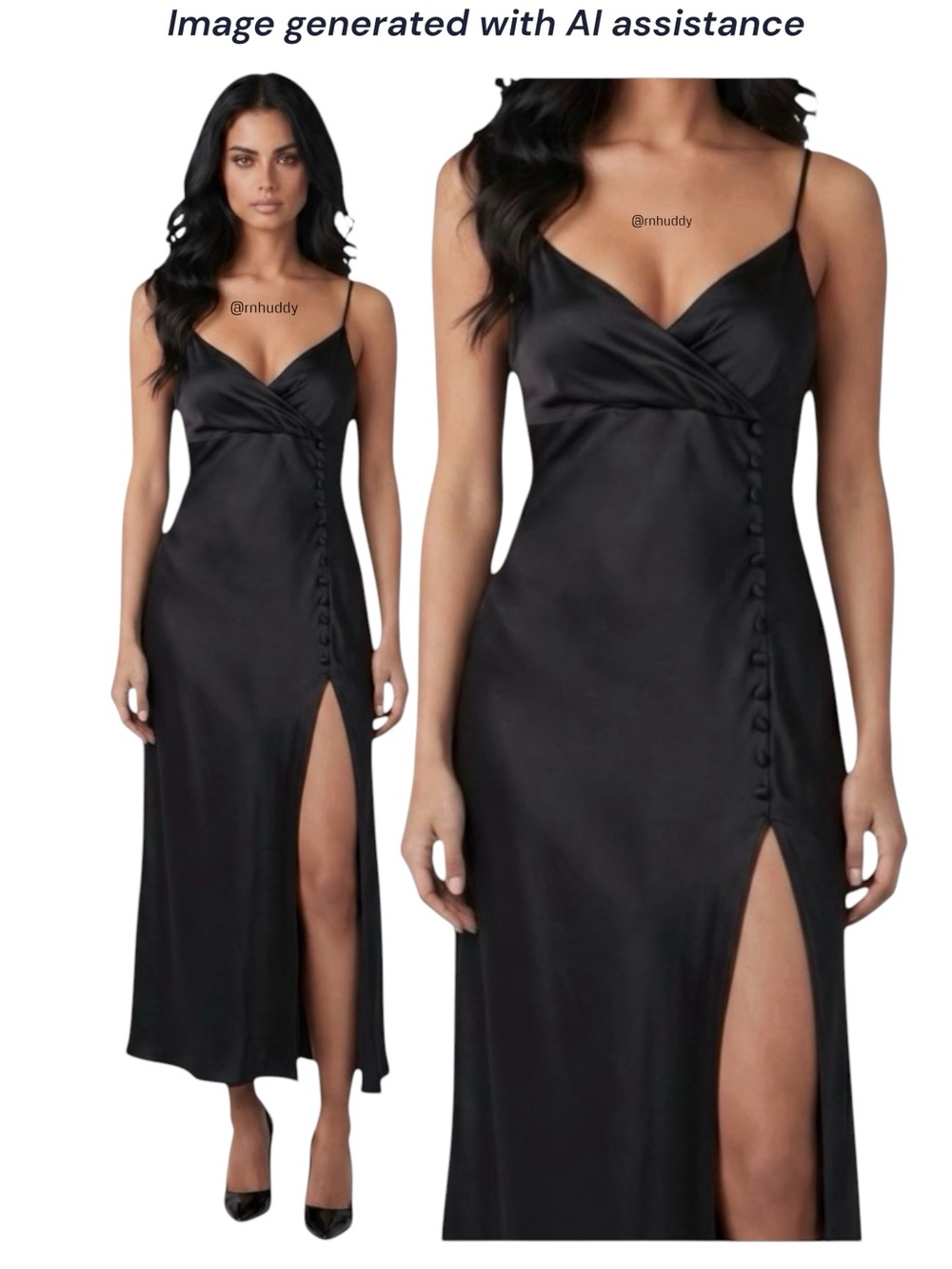Zara XS black satin maxi slip dress with slit - Picture 1 of 12